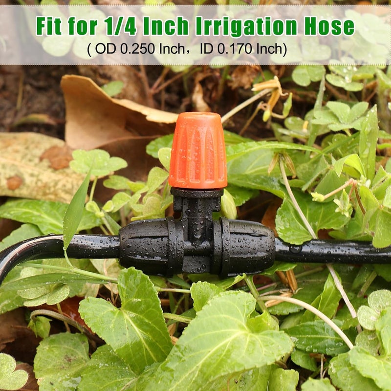 JAYEE Micro Spray Irrigation Drippers, 25 Pcs Three-Way Atomizing Nozzle Drip Irrigation Fitting for 1/4 Inch Tubing, Lock Barbed Drip Line Parts Emitters for Patio Garden Greenhouse Sprinkler System - Image 4